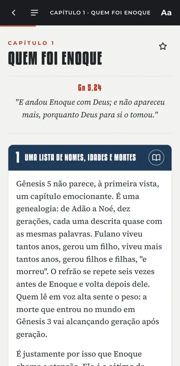 Capítulo do estudo no app de leitura